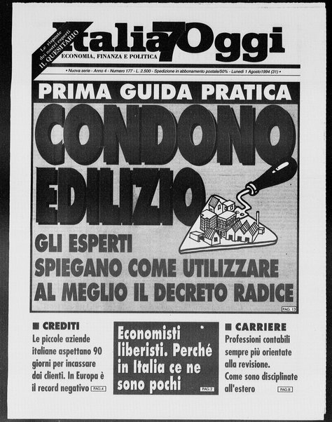 Italia oggi : quotidiano di economia finanza e politica